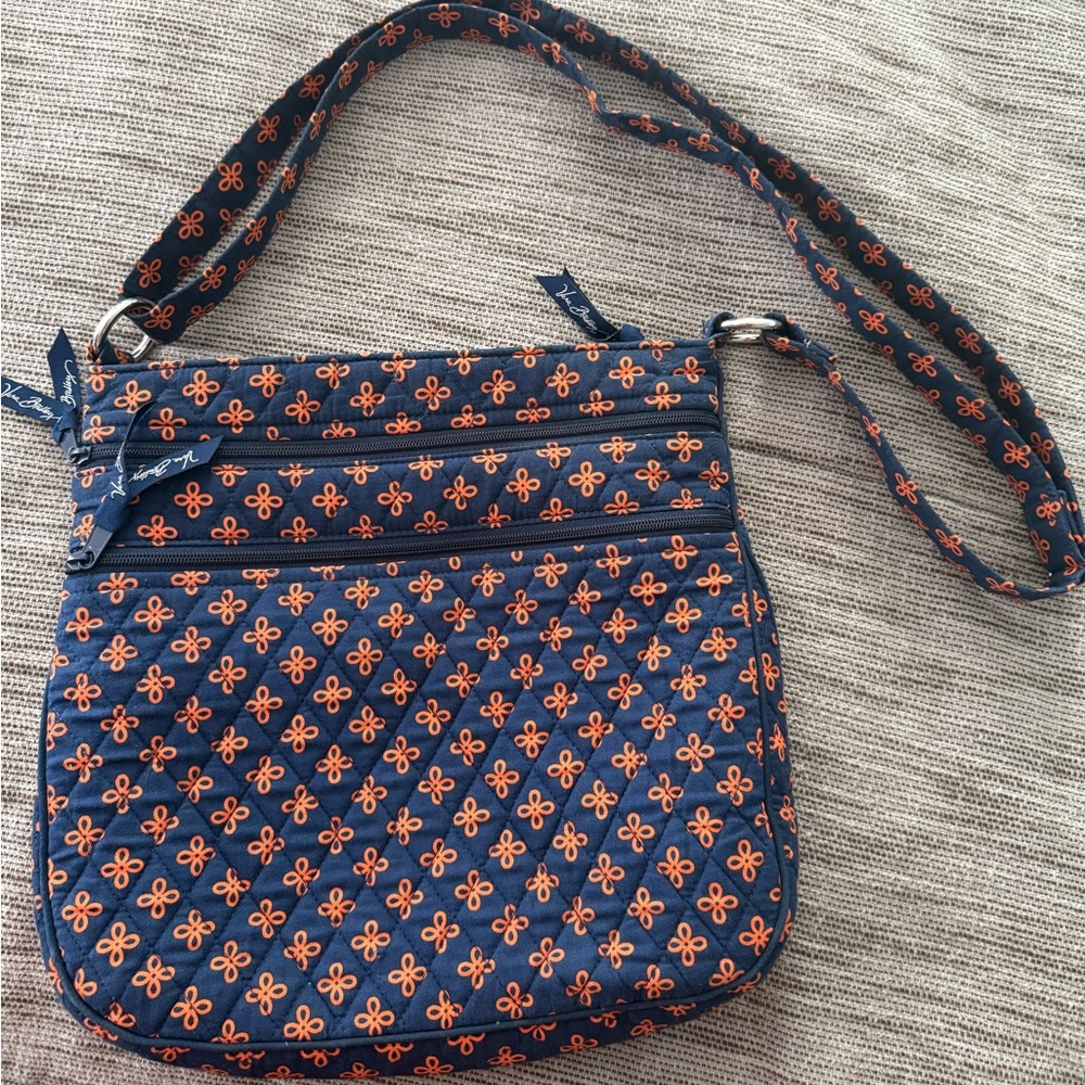 Vera Bradley Triple Zip Hipster crossbody bag navy blue & orange